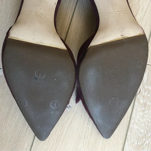 J. Crew Elsie Suede D’orsay Pumps with Fringe in Burgundy Made in Italy - Picture 5 of 7